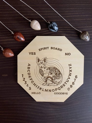 Wood mystic cat pendulum - wood,