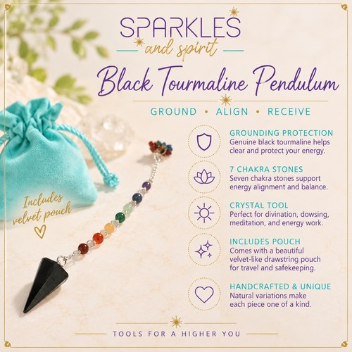 Black tourmaline pendulum with - tourmaline,